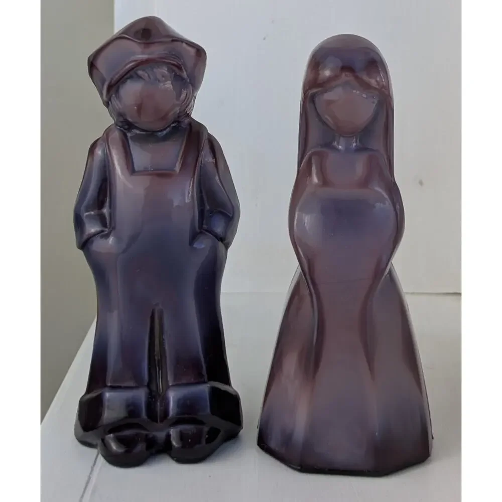 Mosser Glass Jenny & Josh Doll Royal Luster #1 1981 Purple Opaque Glass Figurine